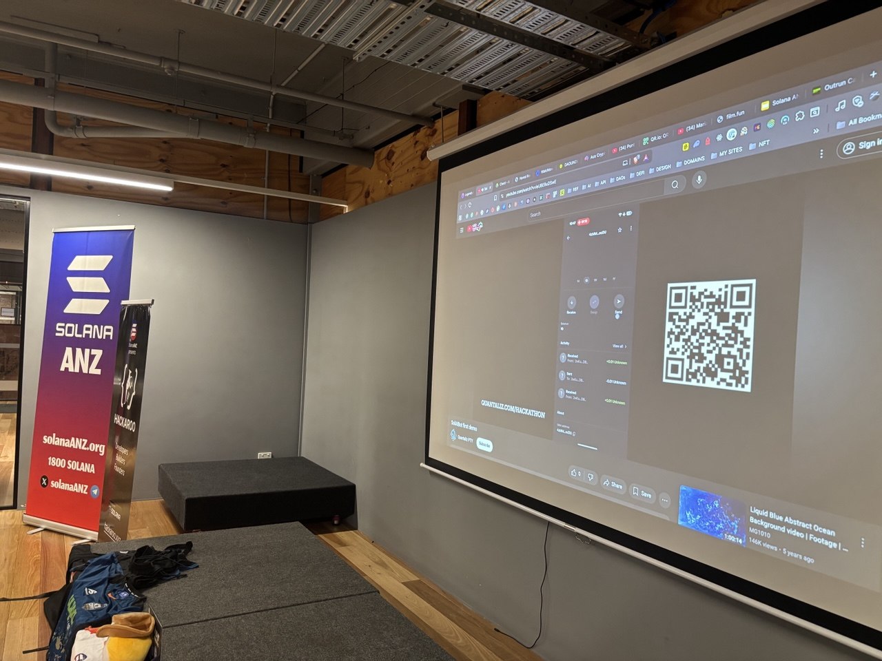 Wallet QR projected for the room