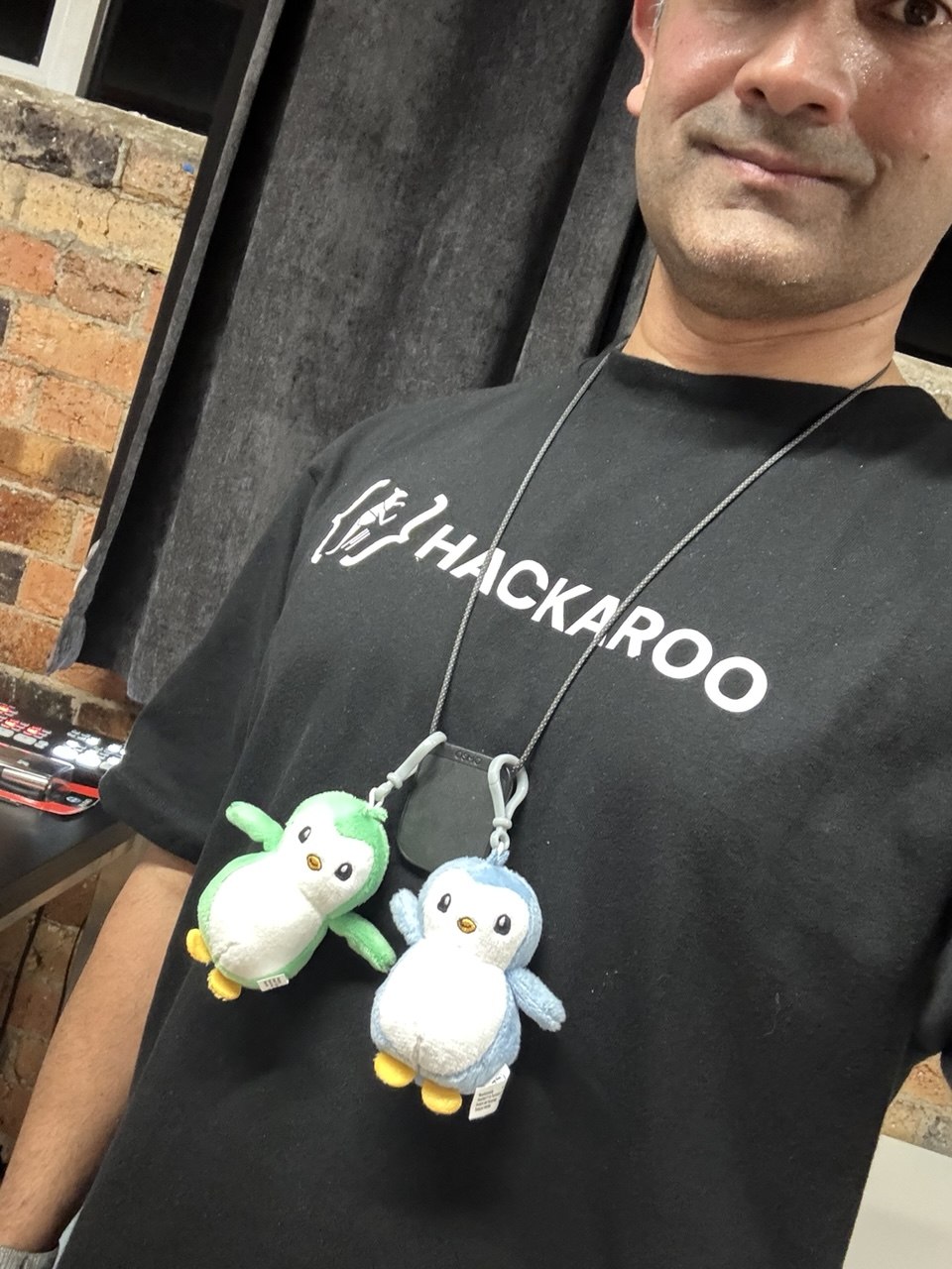 Penguin plush lanyards on Hackaroo tee
